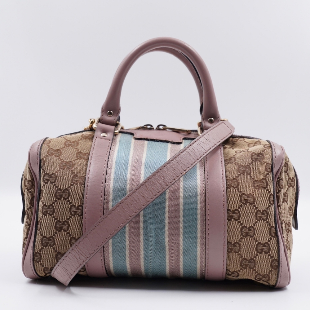 Vintage Web Gucci GG Canvas Monogram Sherry line Boston Bag